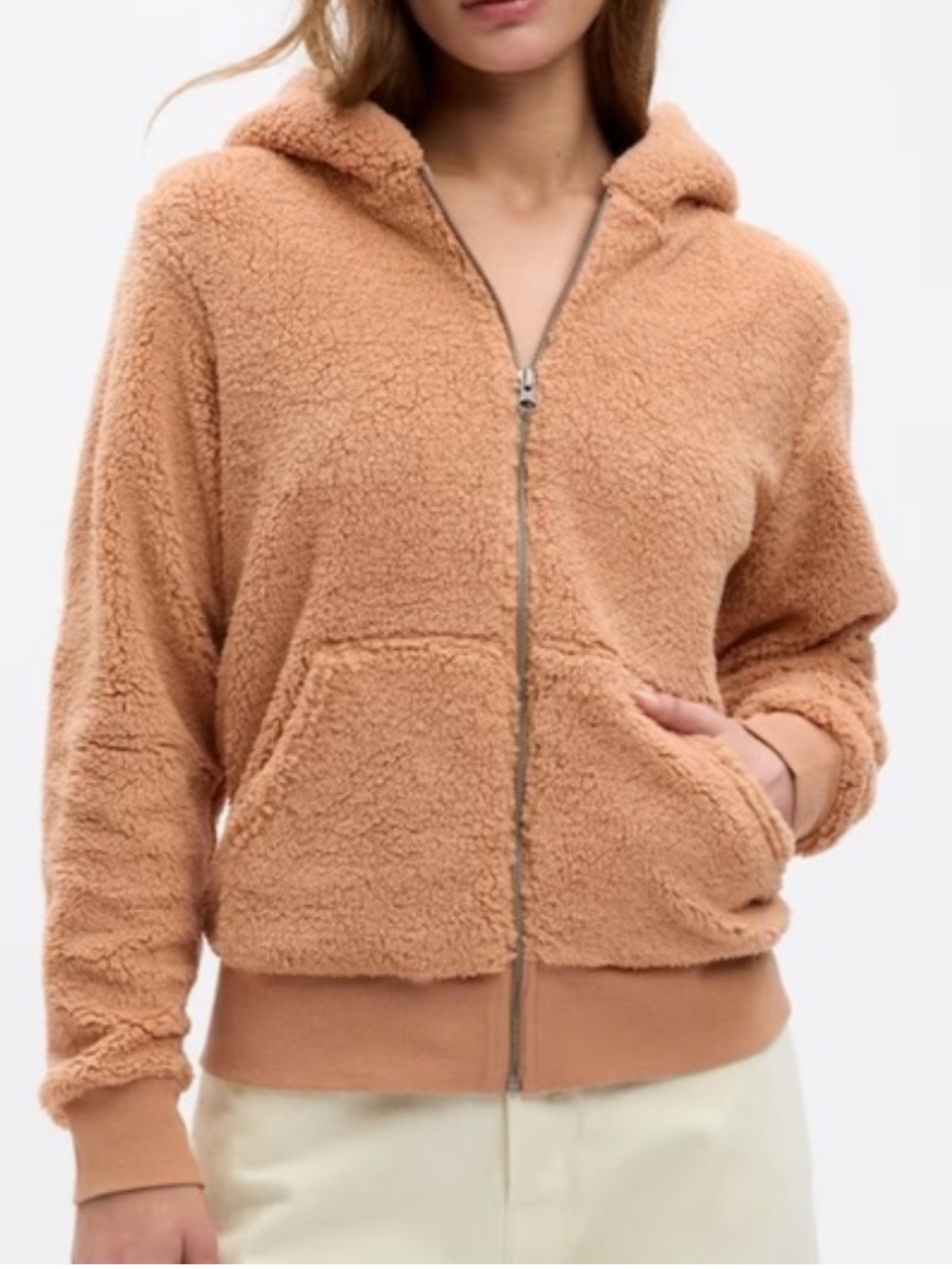GAP Factory Camel Sherpa Zip Hoodie
